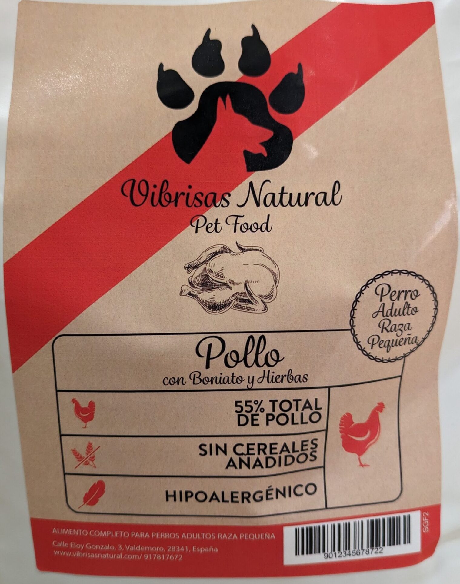 Vibrisas Natural Pollo con Boniato y Hierbas Raza Pequeña