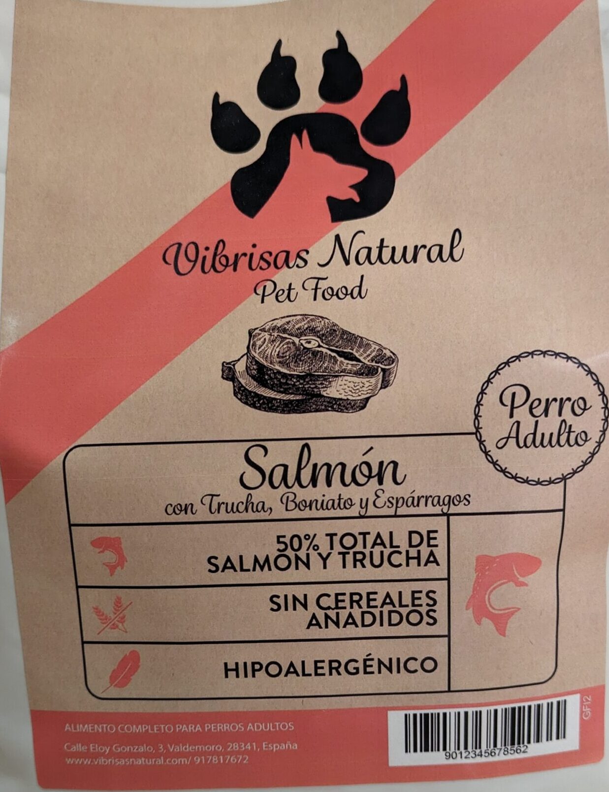 Vibrisas Natural Salmón con Trucha, Boniato y Espárragos