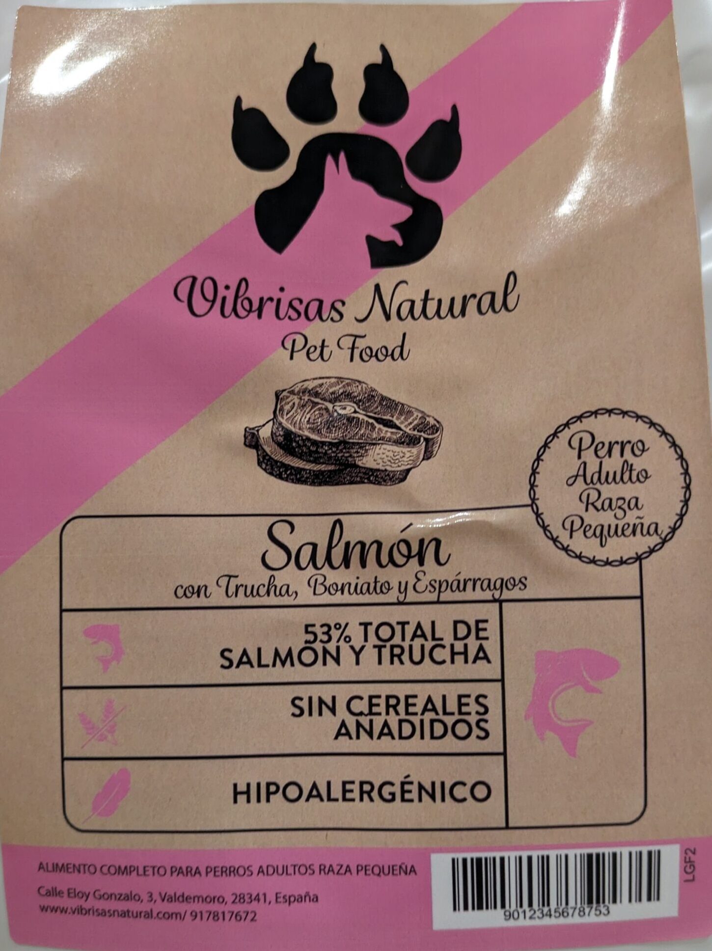 Vibrisas Natural Salmón con Trucha, Boniato y Esparragos Raza Pequeña