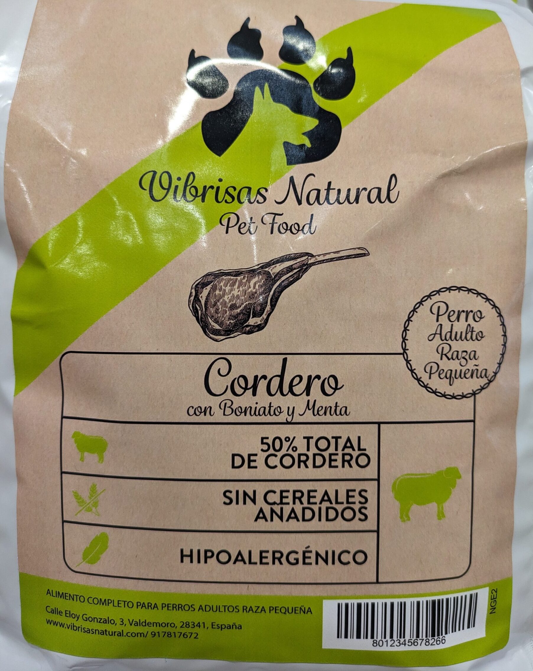 Vibrisas Natural Cordero Con Boniato y Menta Raza Pequeña